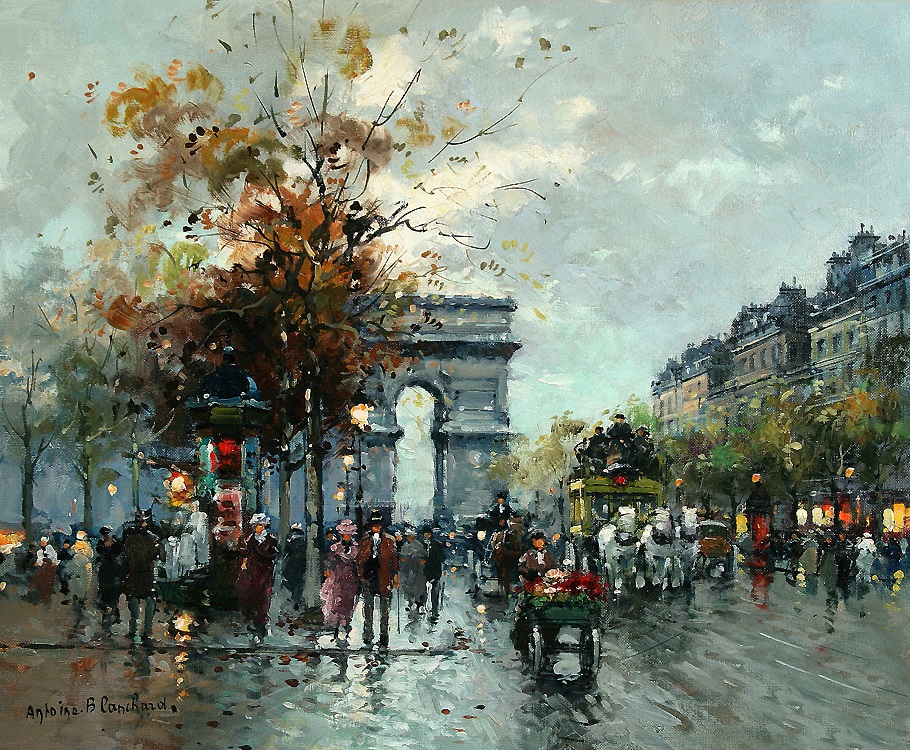 Champs Elysees, Arc de Triomphe by Antoine Blanchard | Lone Quixote
