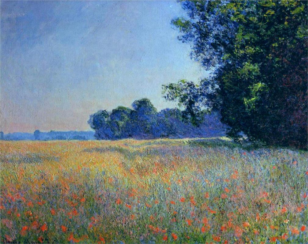 Oat and Poppy Field, Giverny by Claude Monet