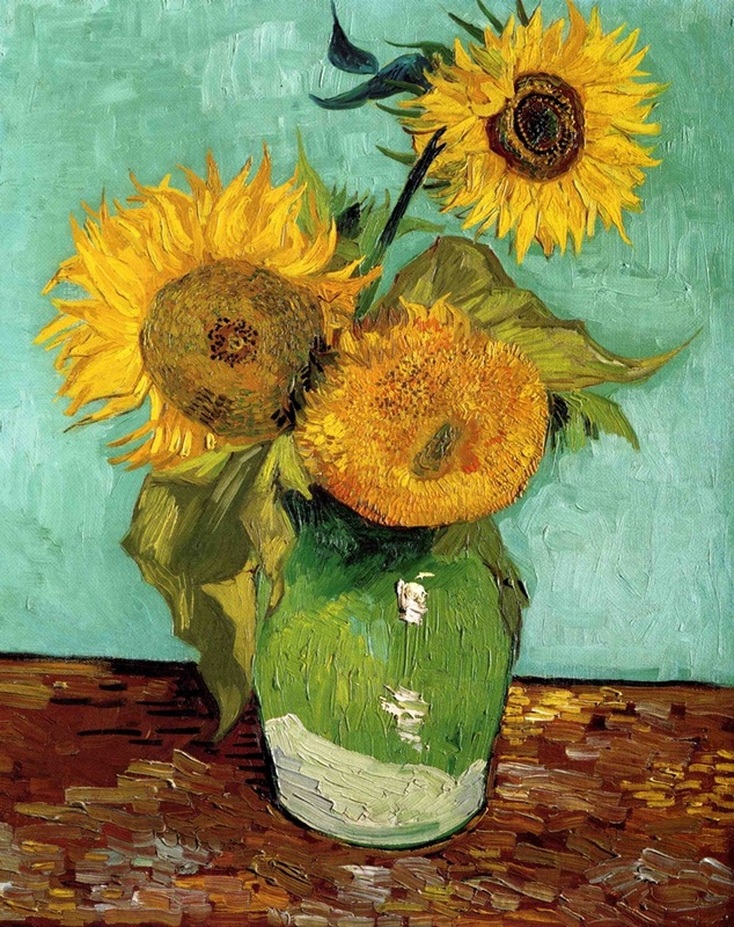 Three Sunflowers in Vase by Vincent van Gogh | Lone Quixote