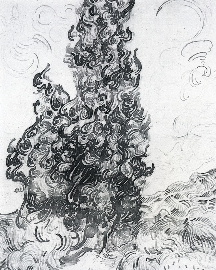 Cypresses (sketch) by Vincent van Gogh | Lone Quixote