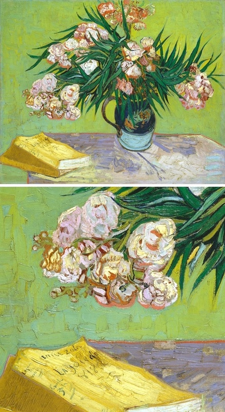 Oleanders and Books by Vincent van Gogh with detail view