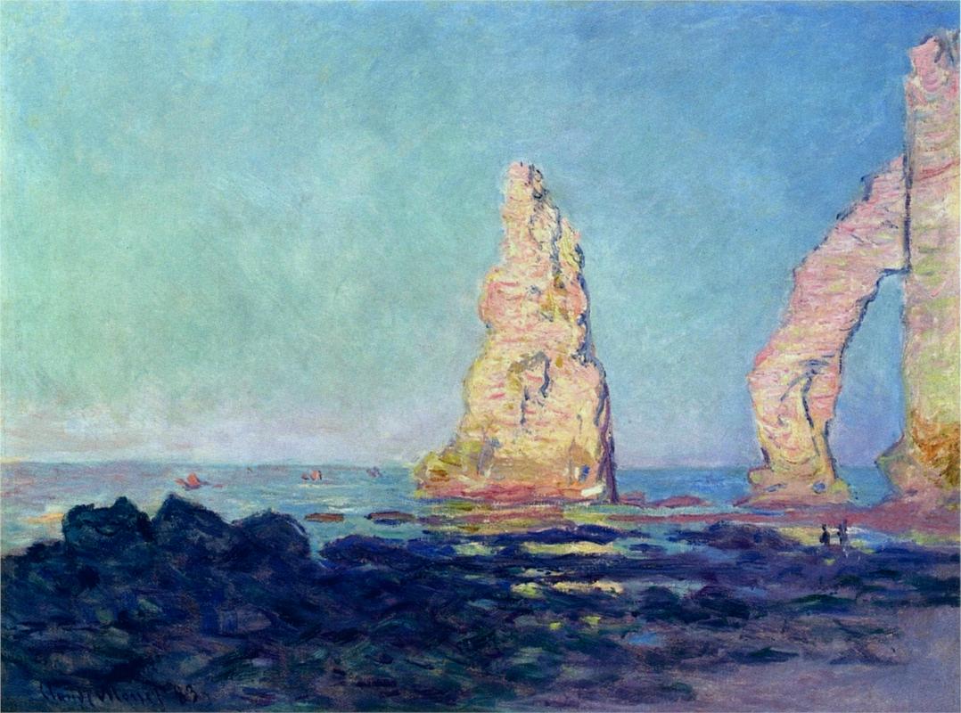 The Needle of Etretat, Low Tide by Claude Monet