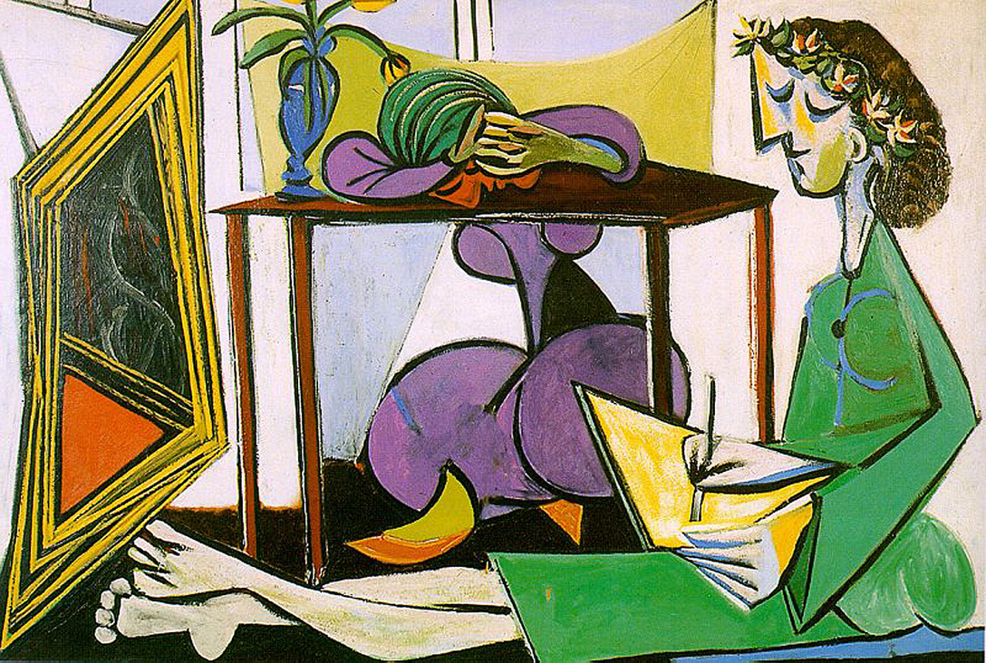 Interior with Girl Drawing by Pablo Picasso