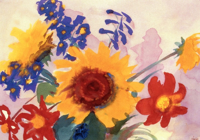 Autumn Flowers, Sunflowers, Dahlias, Delphinium by Emil Nolde | Lone Quixote