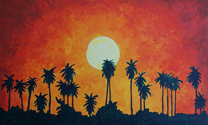 Palm Trees with Setting Sun by Lone Quixote