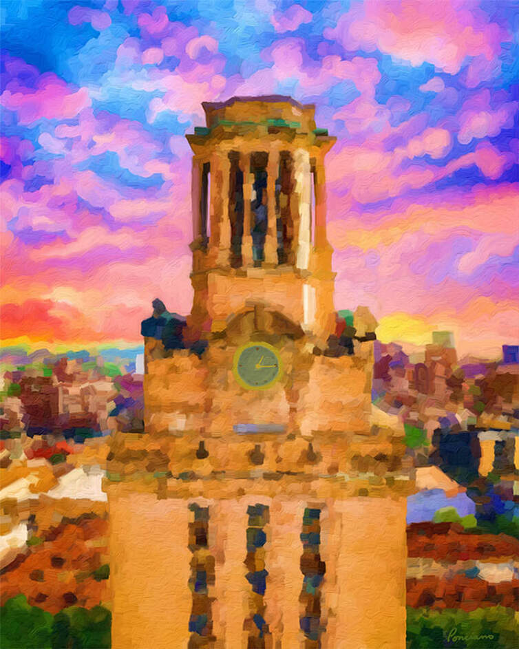 Art Print - Tower with Skies Full of Wonder / Tower at the University of Texas in Austin