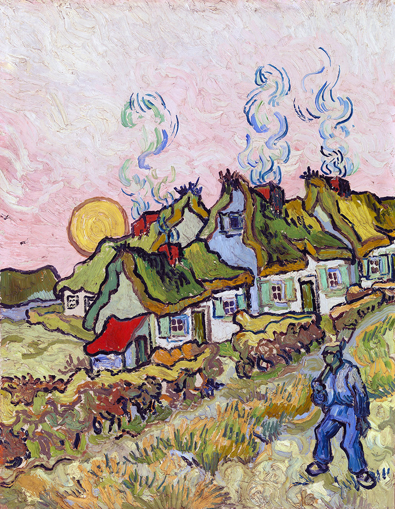 Houses and Figure (1890) by Vincent van Gogh