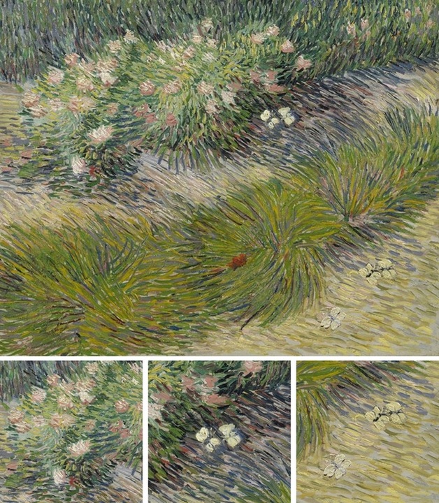 Grass and Butterflies (with details) by Vincent van Gogh | Lone Quixote