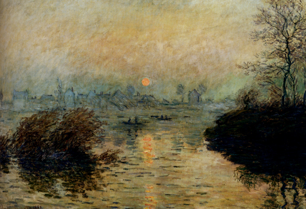 Sun Setting over the Seine at Lavacourt, Winter Effect by Claude Monet