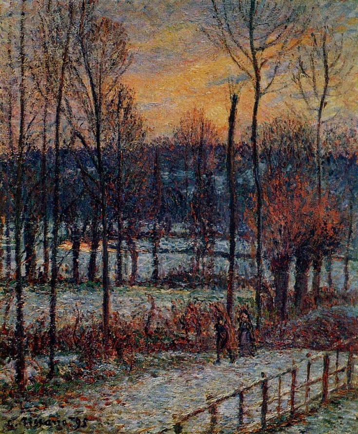 The Effect of Snow, Sunset, Eragny by Camille Pissarro