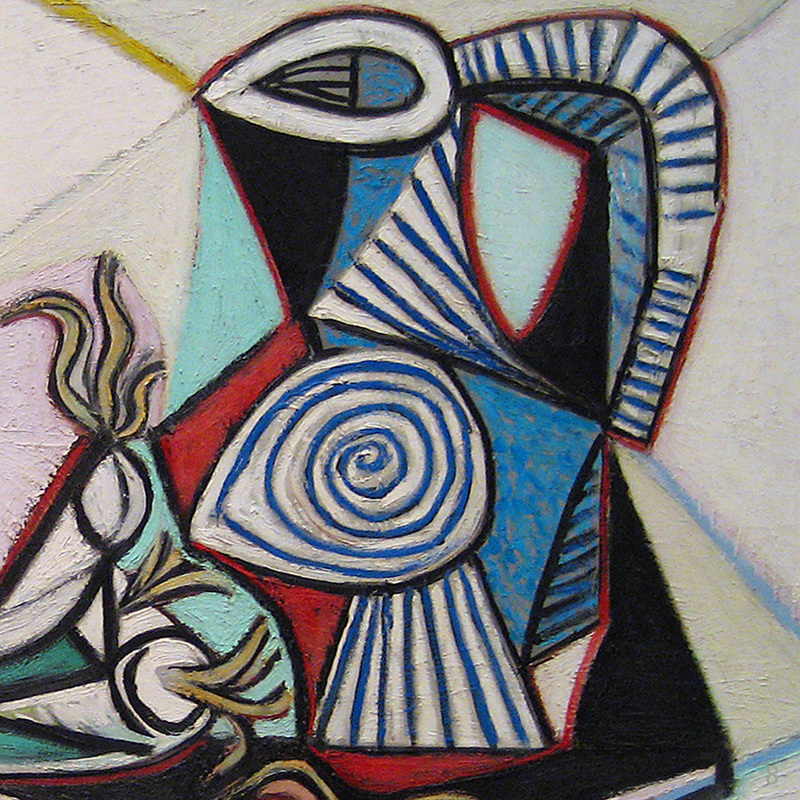 Still Life with Skull, Leeks, and Pitcher (detail) by Pablo Picasso | Lone Quixote