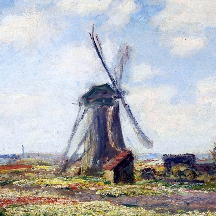 Fields of Tulip With The Rijnsburg Windmill (detail) by Claude Monet