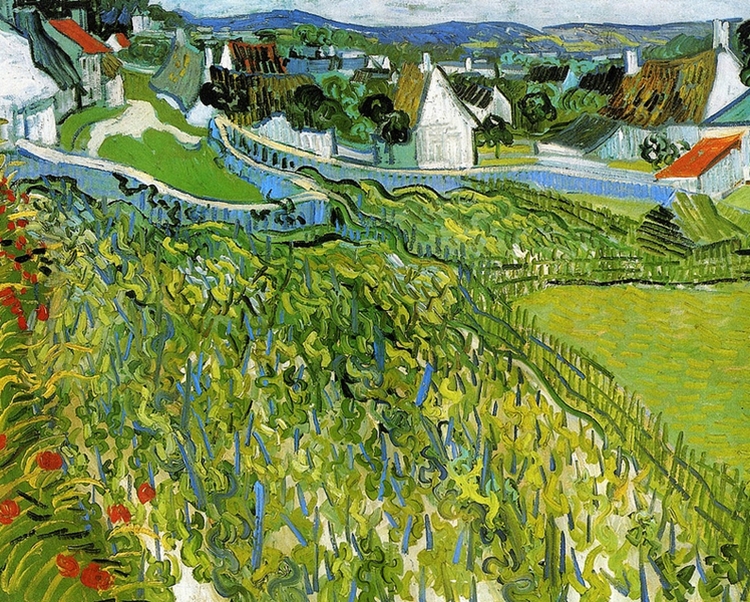Vines with View of Auvers by Vincent van Gogh