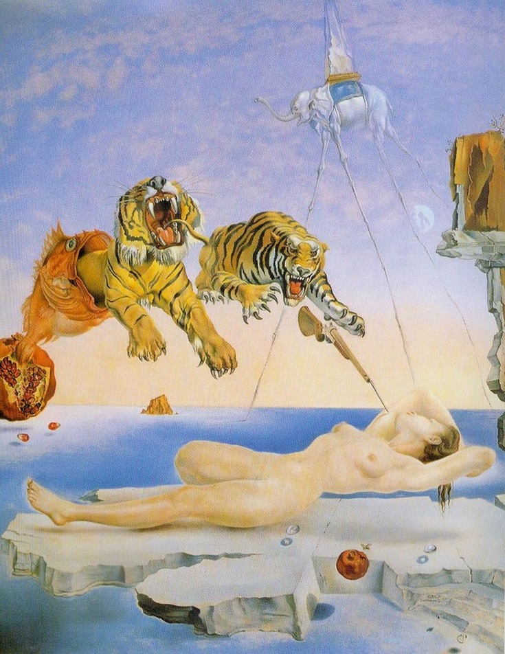 Dream Caused by the Flight of a Bee around a Pomegranate a Second before Awakening by Salvador Dali