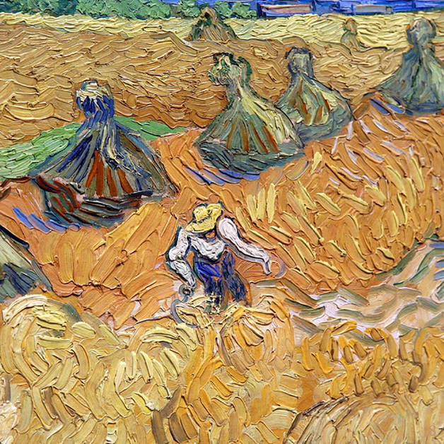 Wheat Stacks with Reaper (detail) by Vincent van Gogh | Lone Quixote
