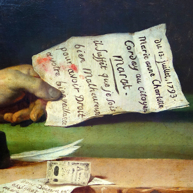 The Death of Marat (detail) by Jacques-Louis David