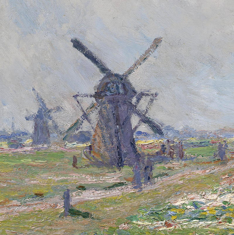 Fields of Flowers and Windmills near Leiden (detail) by Claude Monet | Lone Quixote