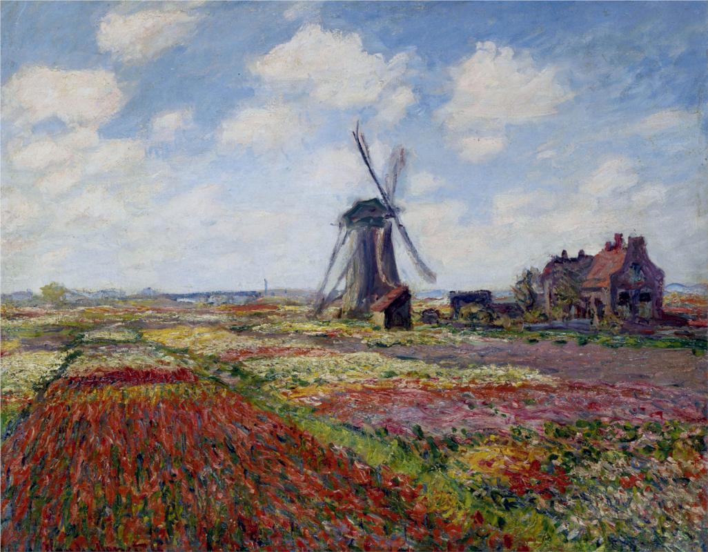 Fields of Tulip With The Rijnsburg Windmill by Claude Monet