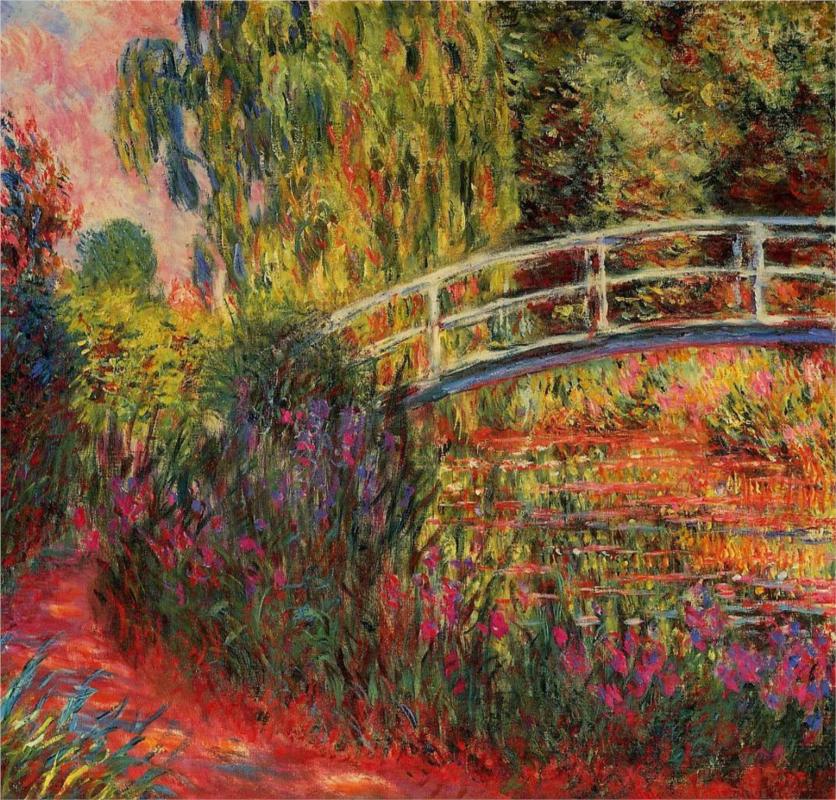 The Japanese Bridge (The Water-Lily Pond, Water Irises) by Claude Monet | Lone Quixote • @lonequixote |