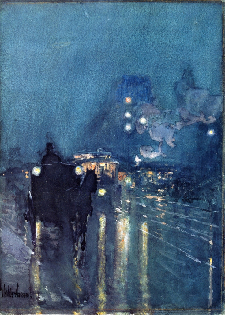 Nocturne, Railway Crossing, Chicago by Childe Hassam