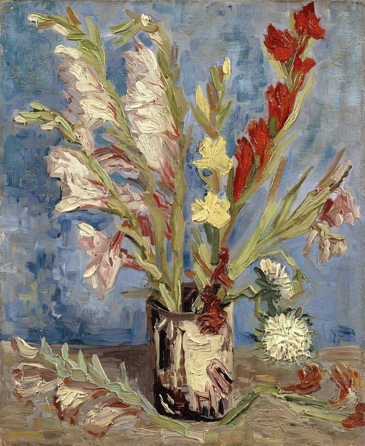 Vase with Gladioli and China Asters  by Vincent van Gogh | Lone Quixote