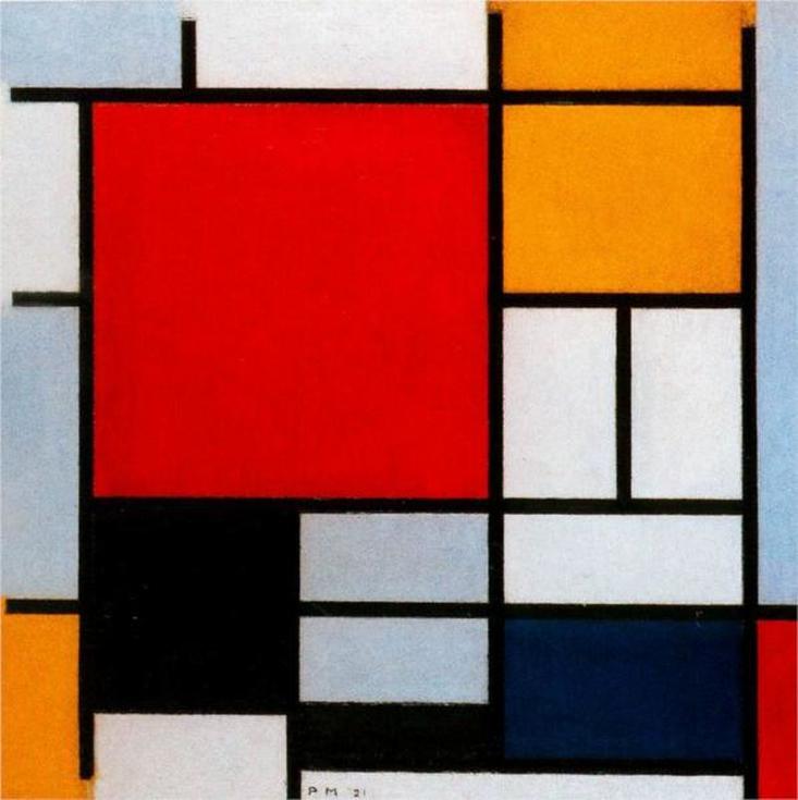Composition with Large Red Plane, Yellow, Black, Gray and Blue by Piet Mondrian