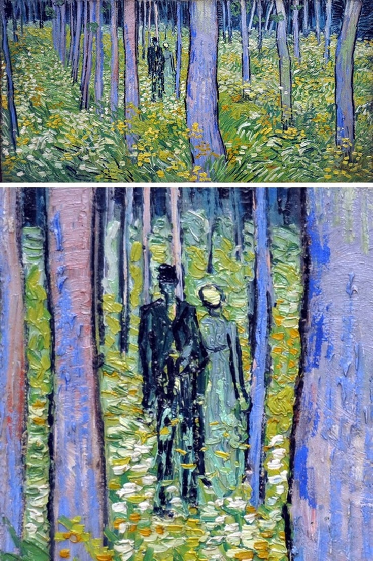 Undergrowth with Two Figures by Vincent van Gogh with detail view