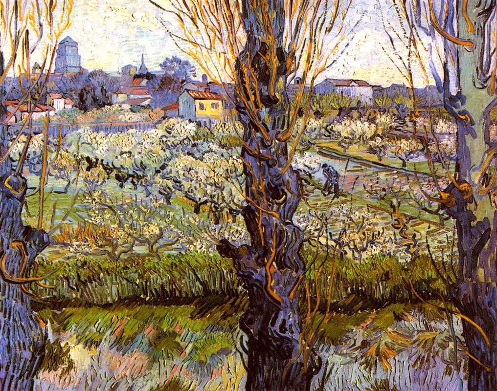 Orchard in Bloom with Poplars by Vincent van Gogh