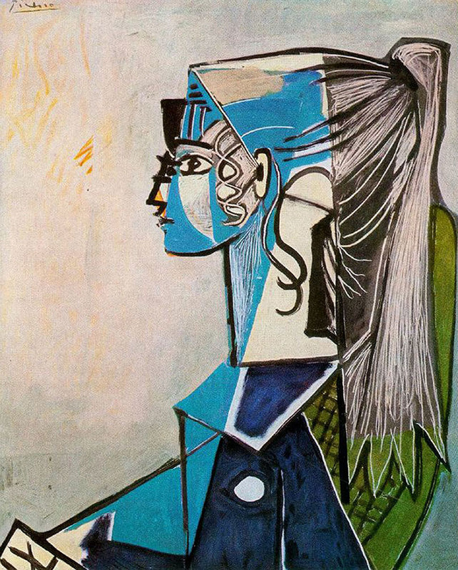 Portrait of Sylvette David in Green Chair by Pablo Picasso