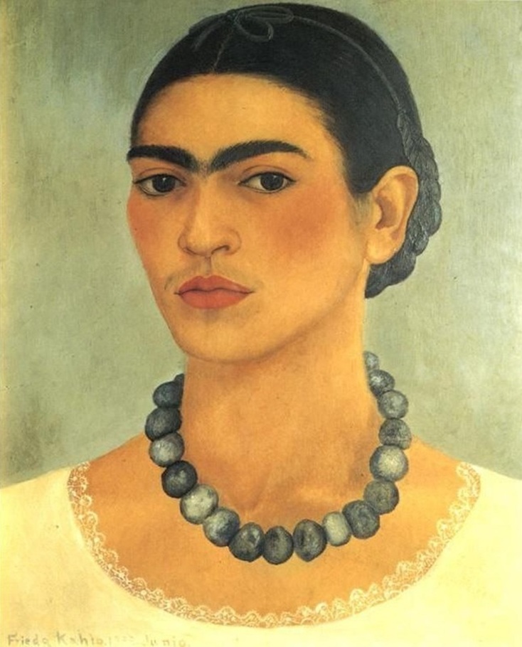 Self Portrait With Necklace by Frida Kahlo | Lone Quixote
