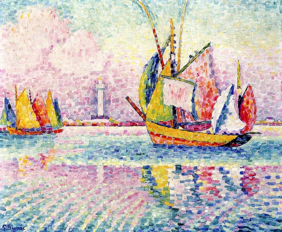 ​Boats at Anchor in Locmalo by Paul Signac