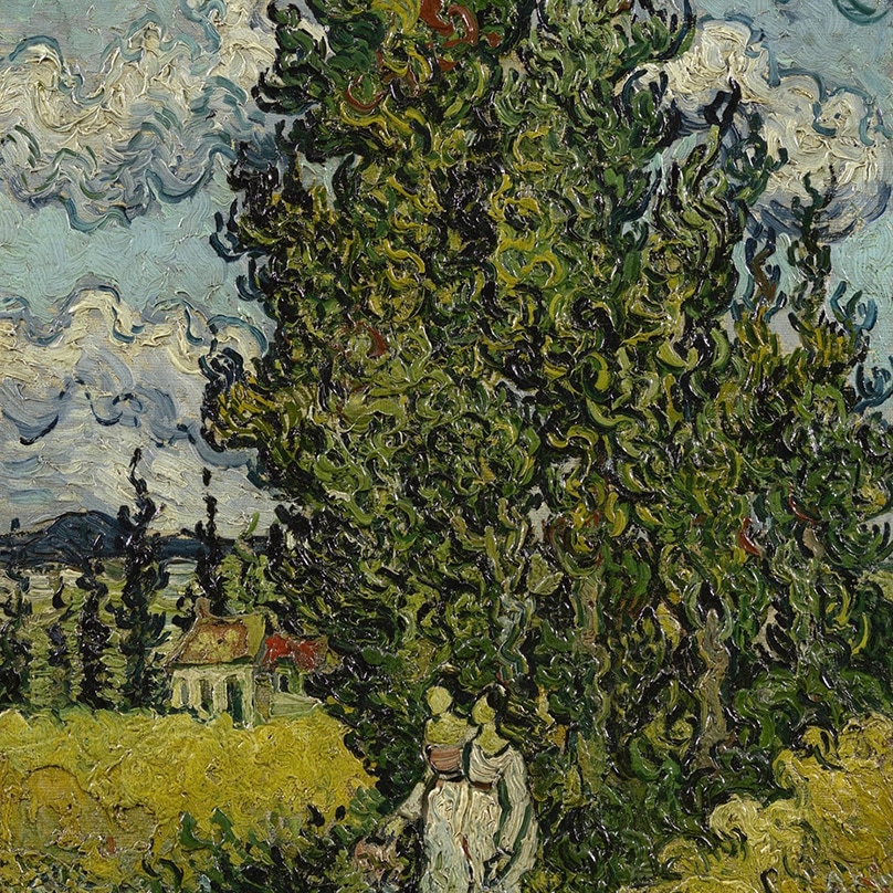Cypresses and Two Women (detail) by Vincent van Gogh