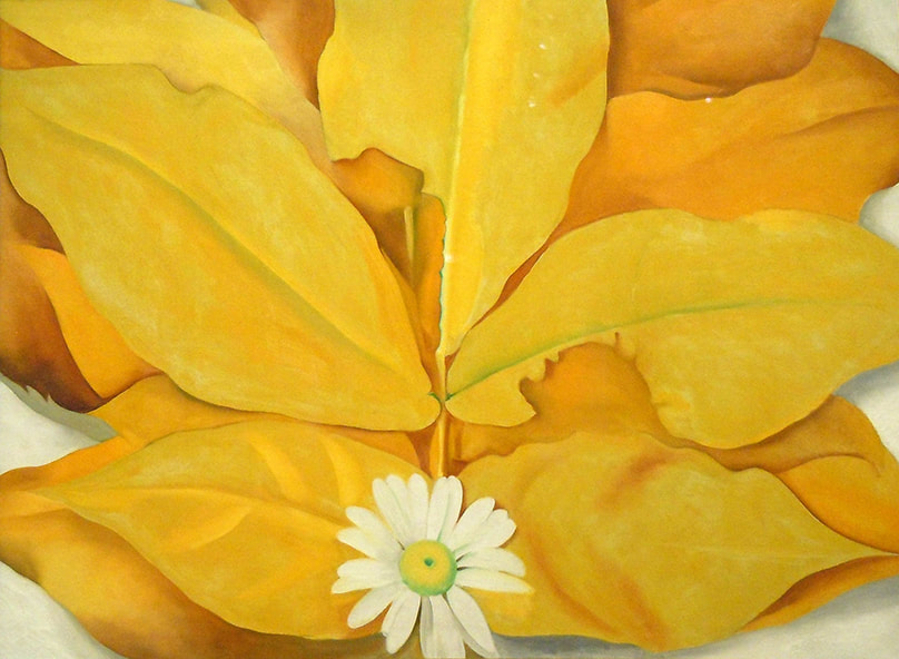 Yellow Hickory Leaves with Daisy ​by Georgia O'Keeffe