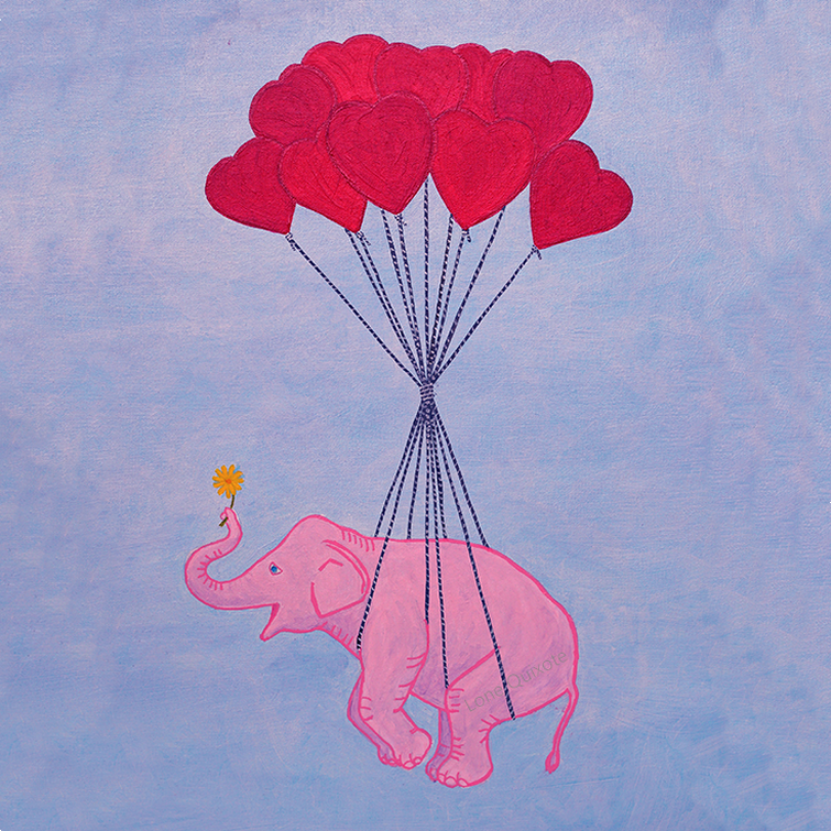 Pink Elephant with Blue Sky Art Print available at the webstore.
