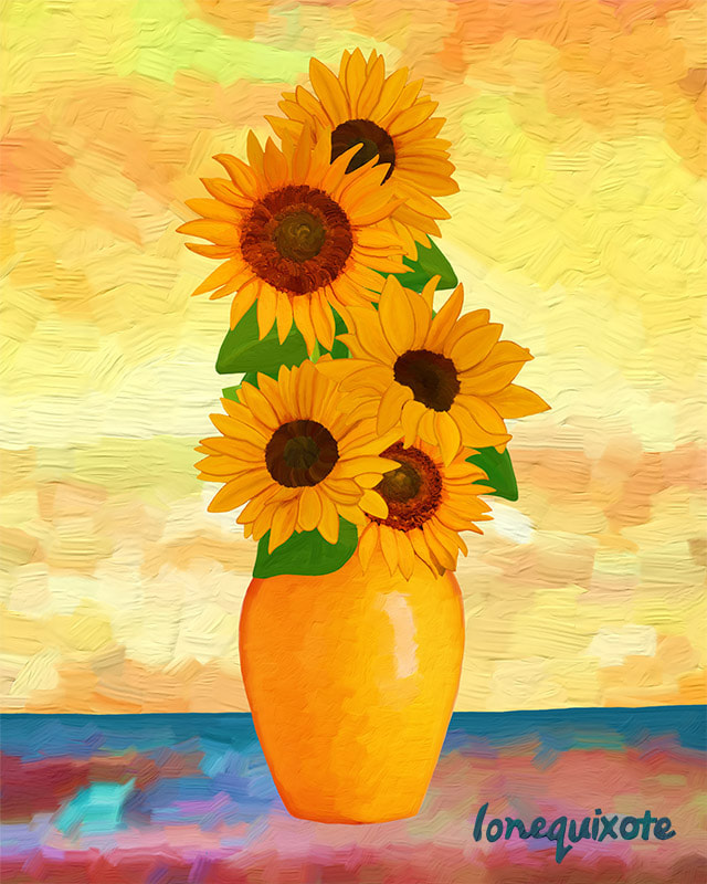 ​Sunflowers with Dancing Sunlight (1) by Lone Quixote