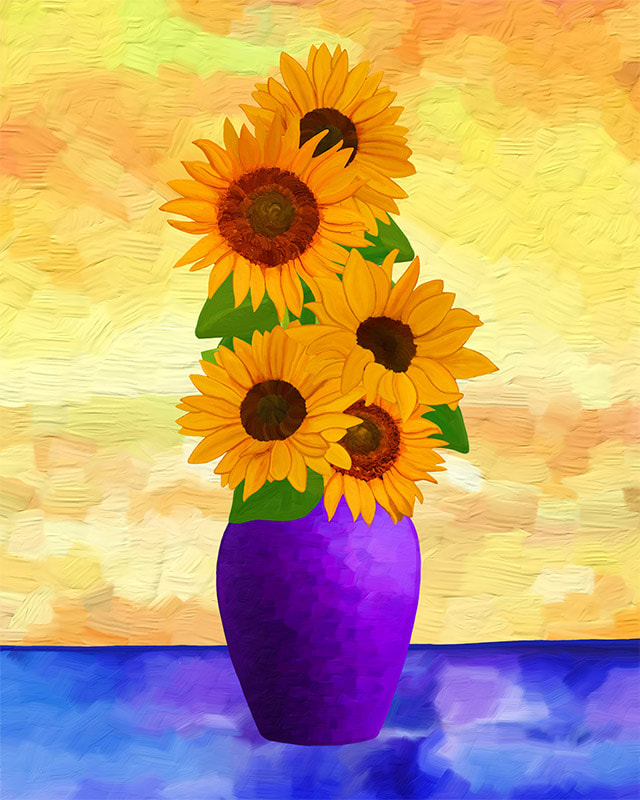 Sunflowers with Dancing Sunlight (12) by Lone Quixote