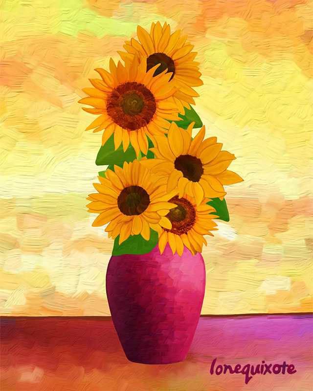 Sunflowers with Dancing Sunlight (3) by Lone Quixote