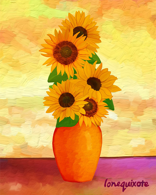 Sunflowers with Dancing Sunlight #9 by Lone Quixote