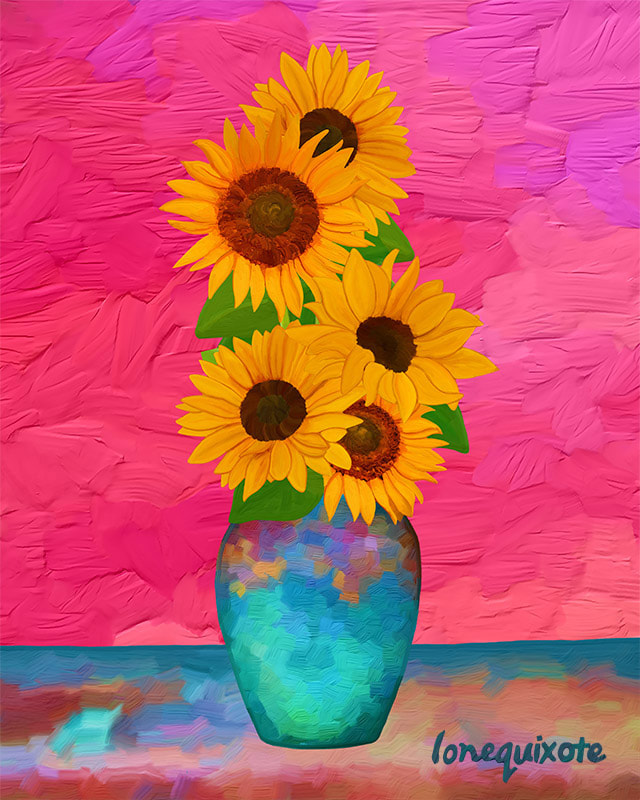 Sunflowers with Desert Wind (10) by Lone Quixote