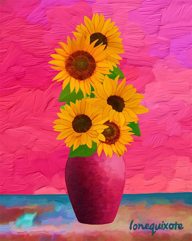 ​Sunflowers with Desert Wind (2) by Lone Quixote