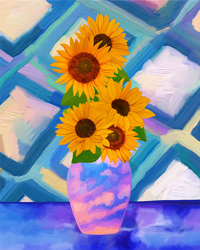 Sunflowers with Matisse (10) by Lone Quixote