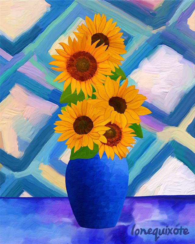 Sunflowers with Matisse (6) by Lone Quixote