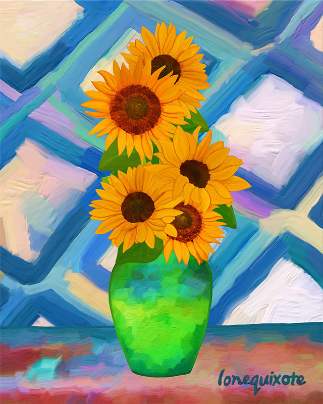 Sunflowers with Matisse (8) by Lone Quixote