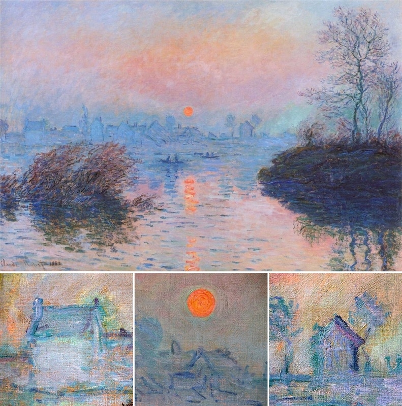 Sunset on the Seine at Lavacourt, Winter Effect (with details) by Claude Monet