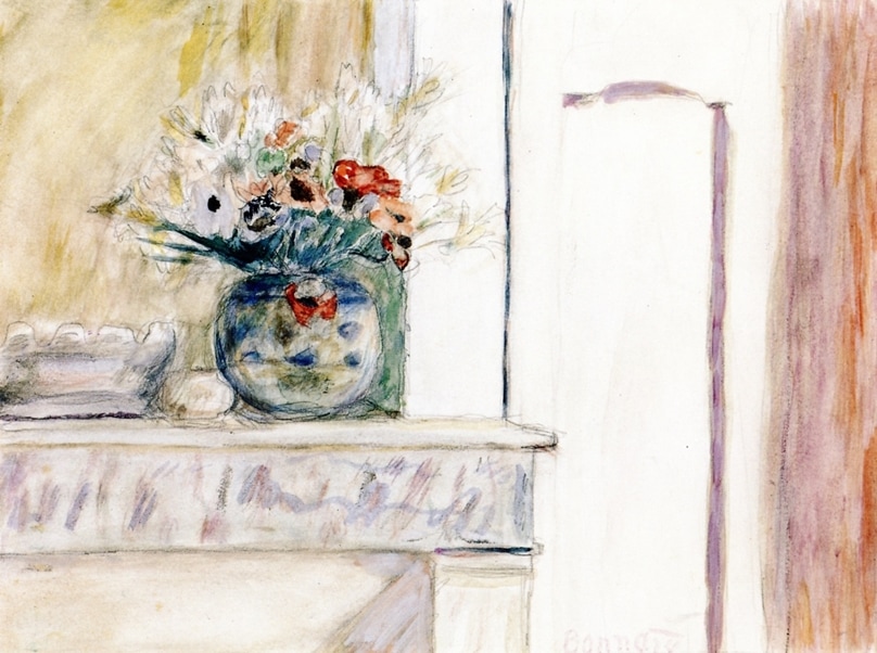 Vase of Flowers on the Mantelpiece by Pierre Bonnard